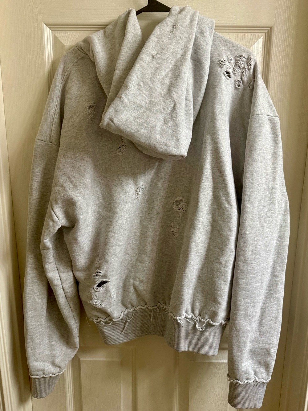 Jaded London Distressed Light Gray Bitten Pullover Hoodie Sweatshirt - Picture 2 of 5